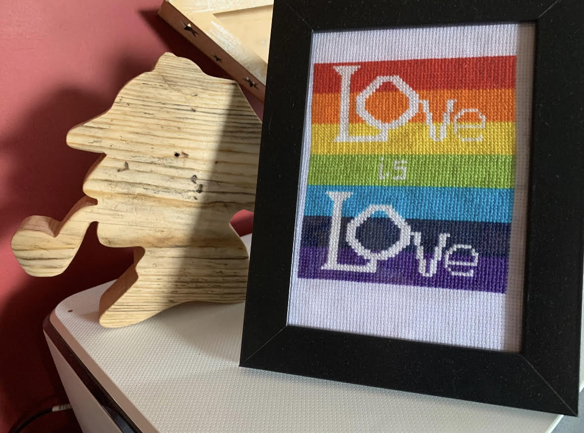 Pride Love is Love Cross stitch - LGBTQ+ Cross Stitch - PDF Instant Download - Rainbow Flag Cross Stitch