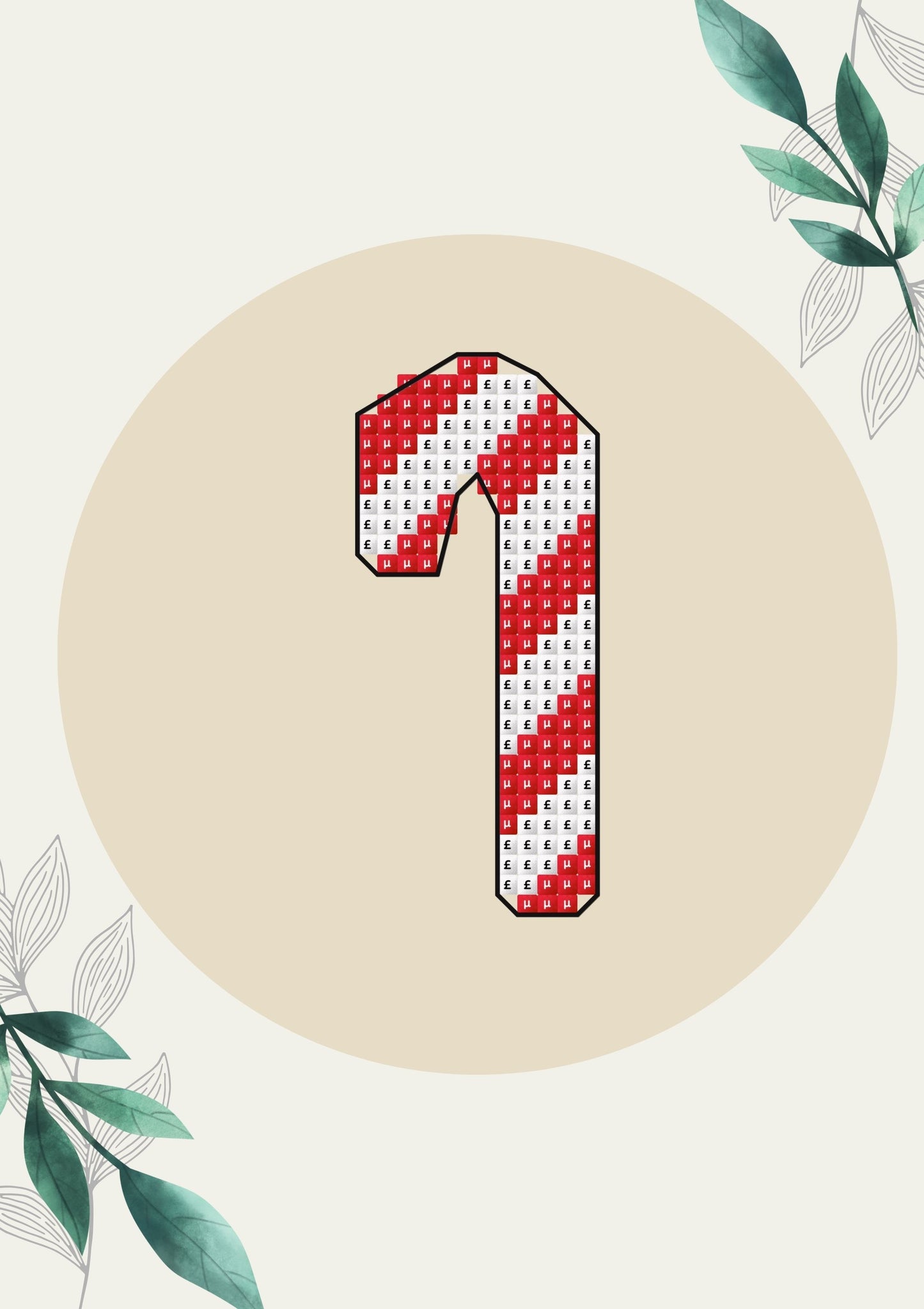 Candy Cane PDF Cross Stitch Pattern