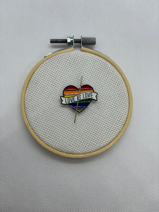 Love is Love Rainbow Heart Needle Minder