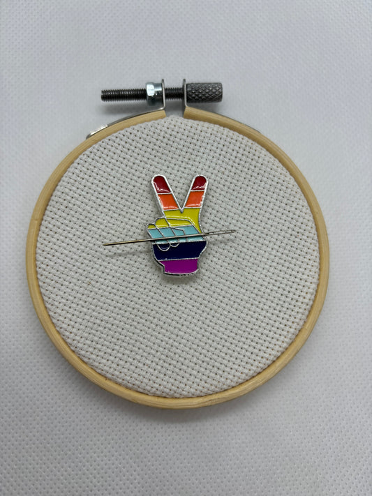 Rainbow Peace Sign Needle Minder