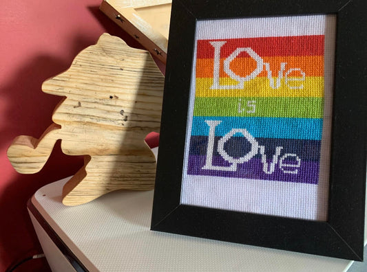 Pride Love is Love Cross stitch - LGBTQ+ Cross Stitch - PDF Instant Download - Rainbow Flag Cross Stitch